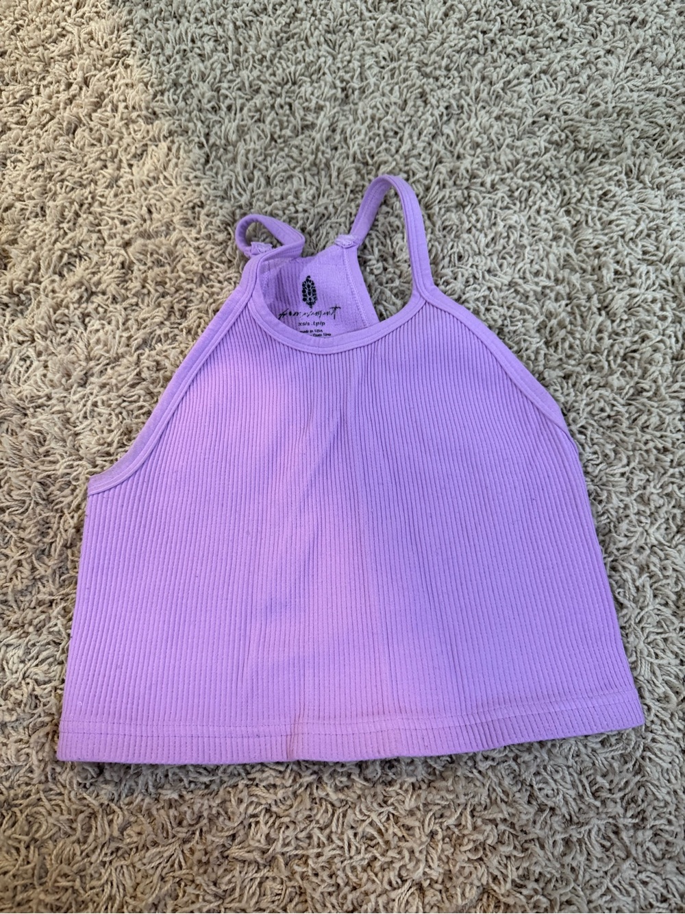 FP Movement by Free People Lilac Ribbed Halter Crop Tank